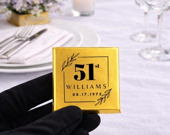 50 Personalized Chocolate Favors, Custom Initial & Name Party Treats, Botanical Wedding Guest Gifts, Elegant Monogram Decor, Gift for Event