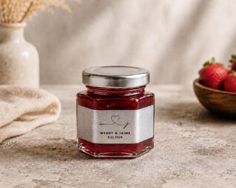 Personalized Mini Jam Wedding Favors, Custom Favors, Bridal Shower Favors, Baby Shower Gift, Strawberry Jam Party Favor, Custom Chocolate