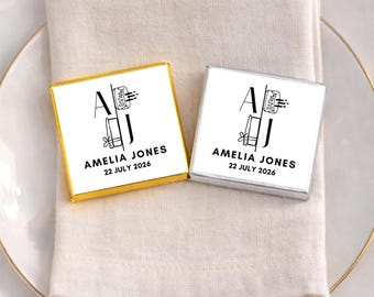 50 Pcs Birthday Chocolate Favors, Birthday Party Chocolates, Bday Personalized Elegant Gifts, Customized Favor Gifts for Guests, Custom Name