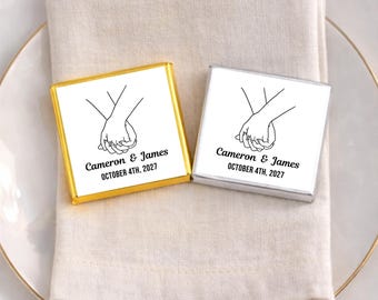 Personalized Wedding Chocolate Favors, Custom Couple Candy Gifts, Bridal Shower Guest Favors, Bulk Wedding Chocolates, Custom Names and Date