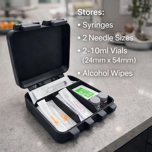 10ml Vial Case – Compact 2-Slot HRT TRT Organizer with Syringe Storage
