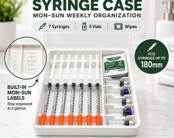 7-Day Prefilled Syringe Case – Weekly Organizer for 7 Syringes & 5 Vials