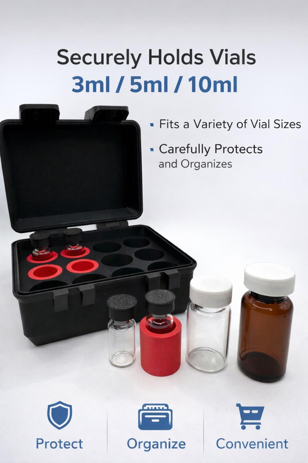 Injection Boxes Vial Storage Case Organizer Fits 3ml 5ml 10ml Injection Insulin TRT ...