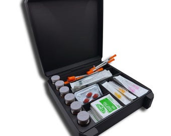 6 Vial Storage Case – Organizer with Syringe, Needle, Tablet Compartments for TRT, HRT & Wellness