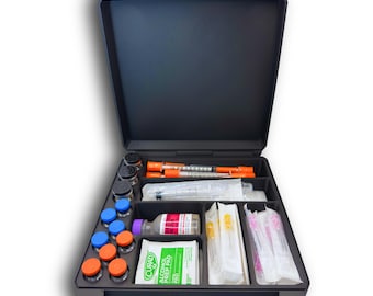3 + 8 Vial Storage Case – Organizer for 10ml & 3ml Vials with Syringe and Accessory Space