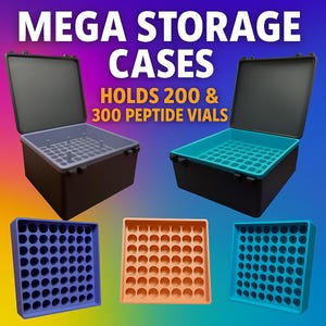 Mega 3ml Vial Storage Case – Holds 200–300 Vials | Compact, Freezer-Safe Organizer for Peptide or GLP-1 Wellness Protocols