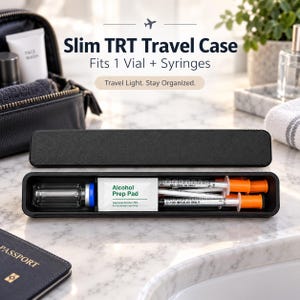 Slim TRT Travel Case – 10ml Vial & Syringe Organizer for Dopp Kit