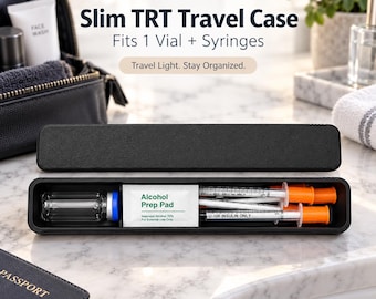 Slim TRT Travel Case – 10ml Vial & Syringe Organizer for Dopp Kit