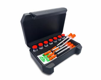3ml Vial Storage Case, 7-Slot Peptide Organizer with Syringe Space
