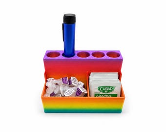 Insulin and Peptide Pen Holder, 5 or 8 Slots with Accessory Storage