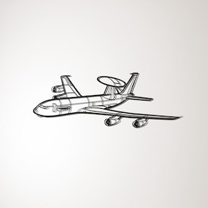 Boeing E-3 Sentry AWACS Isometric Angle Metal Silhouette | Premium Metal Aircraft Wall Art for Home or Office Decor