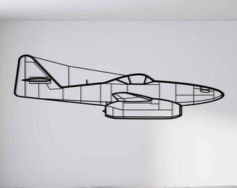 Messerschmitt Me 262 Side Metal / Decorazione murale in metallo per la casa o l'ufficio