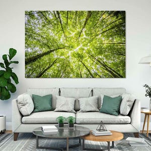 Grüner Wald Baumkronen, Wald Art Set, Wald Leinwand, Wald Poster, Wald Druck, Laubwald Leinwand, Landschaft Bäume