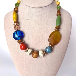 Boho Beaded Statement Necklace: Chunky Eclectic Bohemian Jewelry