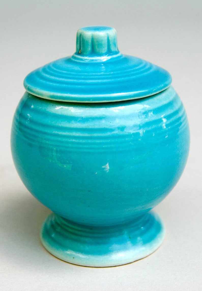 Vintage Fiesta Mustard Jar in Original Turquoise Glaze for Etsy