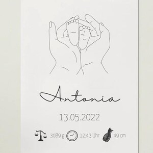Decorazione da parete, download PDF, poster, lavagna personalizzata per neonati, regalo per nascita, data di nascita, nome, peso, altezza, ora
