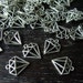Destash (8) Cool Geometric Diamond Charms - silver plate for pendants, jewelry making, crafts, scrapbooking