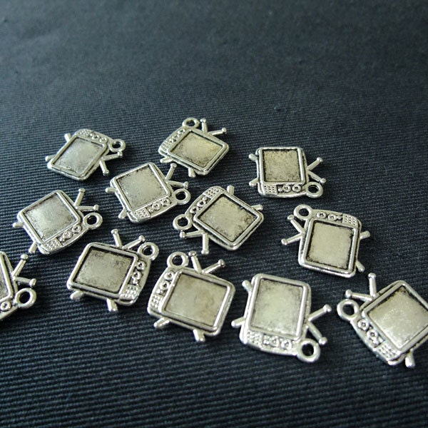 Destash (12) Mini TV Television Charms - for pendants, jewelry making, crafts, scrapbooking