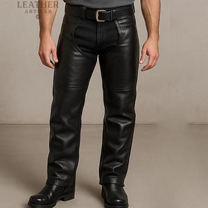 Custom Made Black Leather Chaps for Men | Biker Leather Chaps | Western Cowboy Riding Gear | Gothic Cosplay Legwear