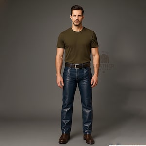 Custom Made Blue Leather Chaps for Men | Western Cowboy Biker Chaps | Cosplay & Alternative Fashion Leatherwear