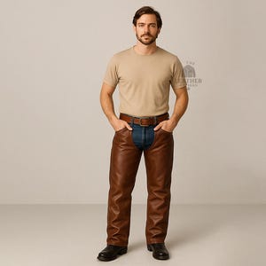 Custom Made Brown Leather Horse Riding Chaps for Men | Western Cowboy Leather Chaps | Ranch Work Riding Gear