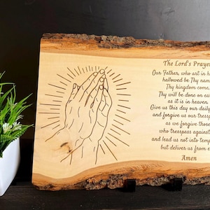 Personalized Lord&#39;s Prayer Wood Sign: Engraved Christian Wall Decor