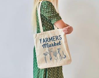 Farmers Market Einkaufstasche: Wiederverwendbare Einkaufstasche aus Baumwollcanvas