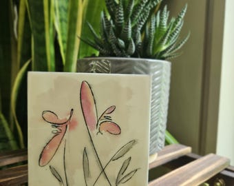 Flowers of PEACE - 4"x4" original watercolor/ encaustic