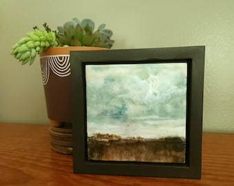 Near To Me - 4x4 framed encaustic