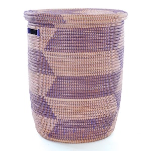 Lavender & Purple Herringbone Hamper Basket: Fair Trade African Craft image 1
