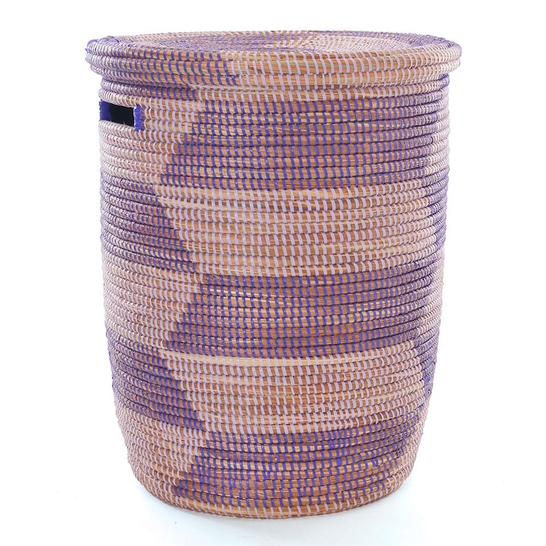 Lavender & Purple Herringbone Hamper Basket: Fair Trade African Craft image 1