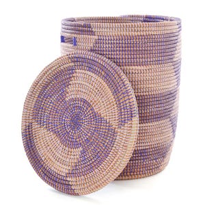Lavender & Purple Herringbone Hamper Basket: Fair Trade African Craft image 2