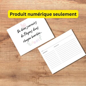Carte de recette de Pâques imprimable, partager une recette, cadeau de remerciement, partager des souvenirs
