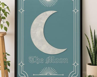Der Mond Tarot Kartendruck | Himmlische Giclée-Wandkunst