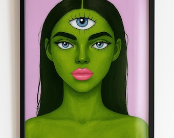 Third Eye Goddess Digital Print | Boho Spiritual Wall Art | Psychedelic Witchy Poster Download