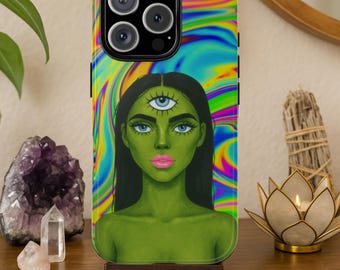 Étui pour portable déesse du troisième oeil | Art psychédélique trippy