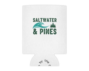 Saltwater & Pines Can Cooler | Coastal Wave Pine Trees