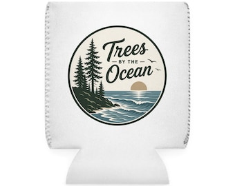 Trees by the Ocean Can Cooler | Coastal Pine Sunset Beverage Sleeve