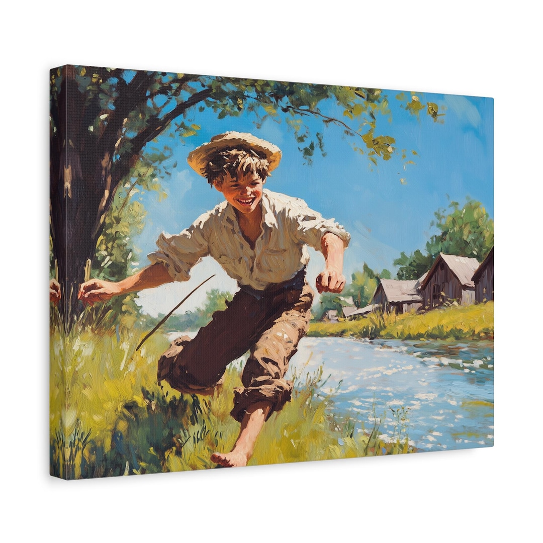 Skip Pin Huck Finn Skippin School and Skippin Stones Canvas Wall Art ...