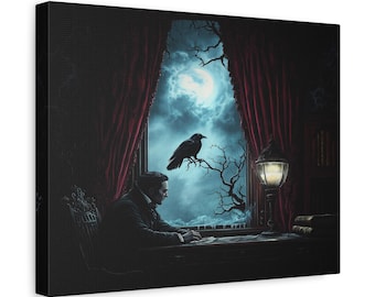 Edgar Allan Poe The Raven Canvas Wall Art LiteraryVisuals