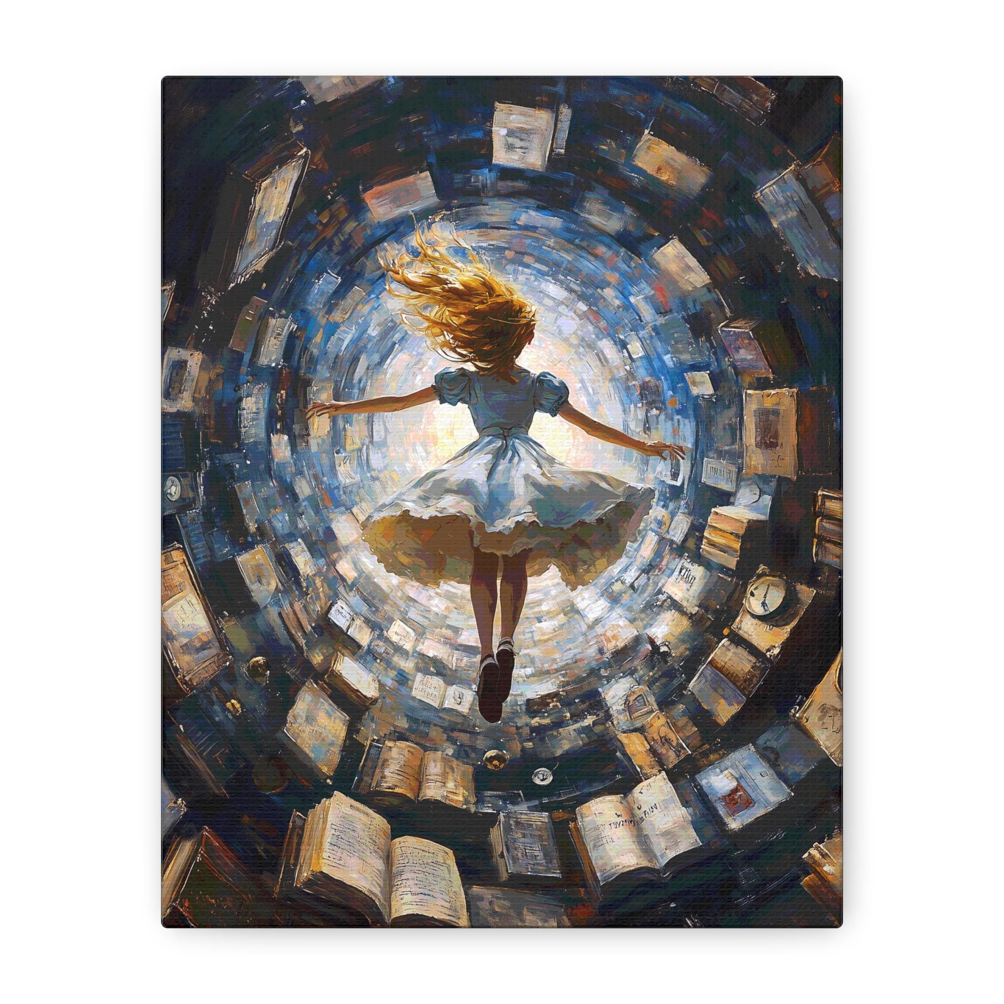 Alice in Wonderland Canvas Art: Whimsical Falling Rabbit Hole Print - Etsy