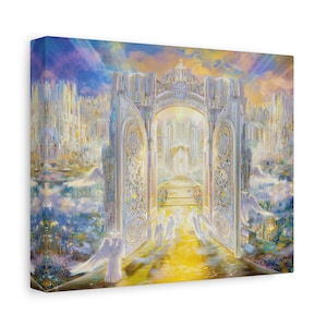 Heavenly Gateway Canvas Wall Art, Ethereal Home Decor, Spiritual Artwork, Angelic Wall Hanging, Gift for Religious Occasions