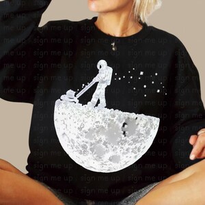 Astronaut Mowing Moon Print: Sci-Fi Space Art (Digital Download)