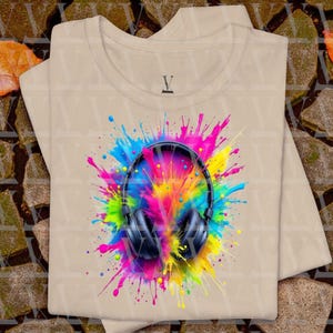 Colorful Headphones Digital Art: Music Lover PNG for POD (Instant Download)