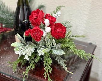 Faux Floral Wine Bottle Attachment | Reusable Centerpiece Decor Hostess Gift