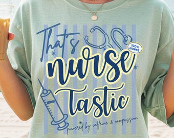 Nurse Powered by Caffeine Tee, Caffeine Nurse Shirt, Nurse Humor Shirt, Funny Nurse Shirt, Retro Nurse Shirt Women