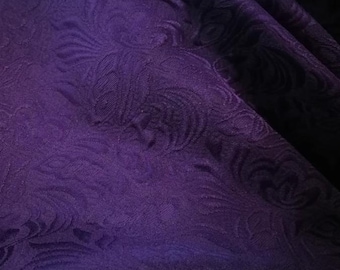 Purple Color Jacquard Fabric- Thicken Fabric Relief Style Fabric- With Butterfly Flower Style Fabric- By The Yard