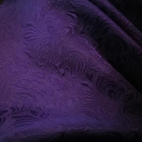 Purple Color Jacquard Fabric- Thicken Fabric Relief Style Fabric- With Butterfly Flower Style Fabric- By The Yard