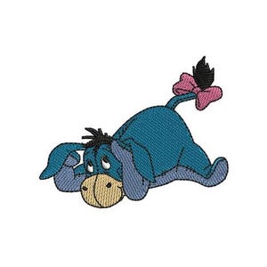 Cute Bow Tailed Eeyore Laying Down Machine Embroidery Design, Disney Shy Donkey Design, Cartoon Embroidery Pattern, Eeyore Embroidery