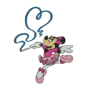 Ribbon Dancing Minnie Mouse Machine Embroidery Design, Mickey & Friends Character Embroidery Pattern, Minnie Mouse Embroidery, Disney Design